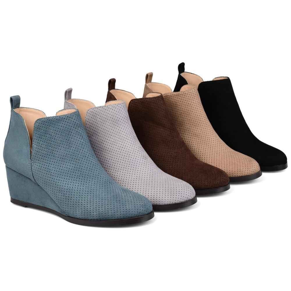 Journee Collection Women's Mylee Pull On Wedge Booties Blue 8 - Picture 5 of 6